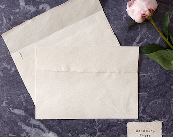 c5 handgeschöpftes Papier Kuvert | 5er Pack | Recyclingpapier Briefumschläge aus Baumwollfasern | Einladungs-Umschläge