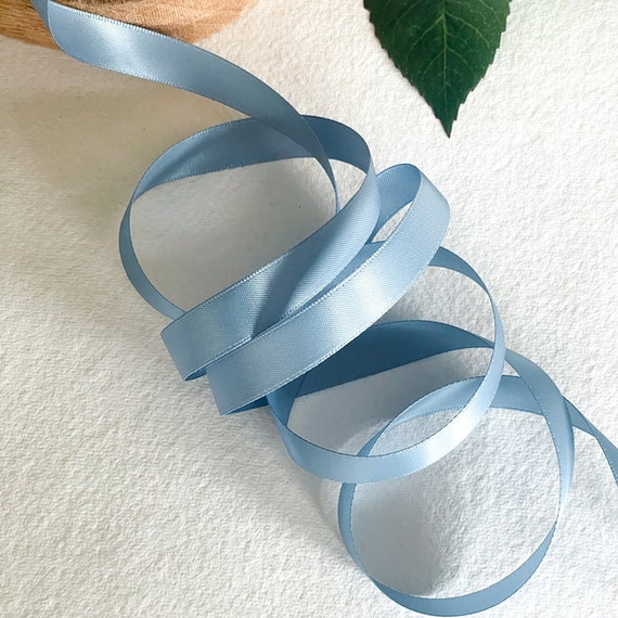 13mm Wide French Blue Satin Ribbon 10 METER ROLL of Narrow Double Faced  Satin Ribbon Dusky Blue Colour 1/2 Inch Wide 