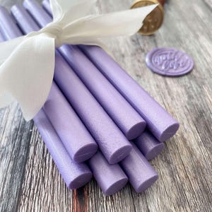 Lacre lila / Barras de lacre de 11 mm para hacer sellos de lacre / Lacre para pistola de pegamento en color lila perlado / Sin plástico / Biodegradable