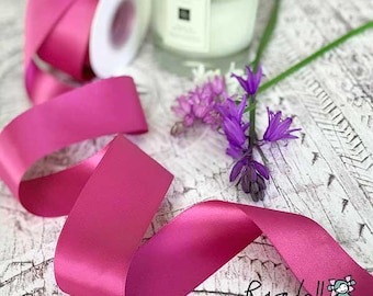 Nastro di raso color rosa lampone / Nastro di raso rosa acceso disponibile in varie larghezze: 6 mm, 13 mm, 16 mm, 19 mm, 25 mm, 38 mm o 100 mm di larghezza