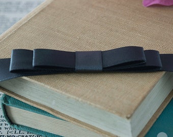 Flat Bow in Charcoal Grey | Single or Double Loop Bow for Decorating Wedding Invitations, Stationery, Gift Wrap and More | Dark Grey Bow