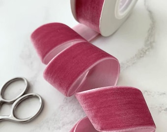 Antique Rose Velvet Ribbon - 3 Meter Roll | Roll of Luxury Dusky Pink Velvet Ribbon | 3mm, 6mm, 9mm, 16mm, 25mm, 38mm widths available