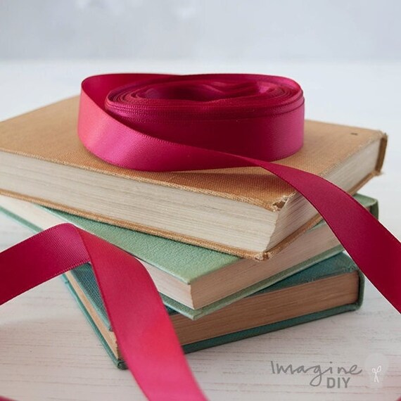 25mm Wide Raspberry Red Satin Ribbon 10 METER ROLL of Double Faced Satin  Ribbon 1 Inch 