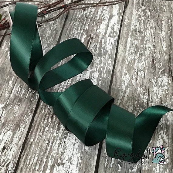 Green Ribbon, Single-faced Forest Green Satin Ribbon 7/8 Inch Wide X 10  Yards, 784 