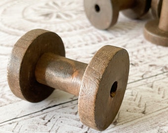 Wooden Spool for Ribbon | Rustic Solid Wood Ribbon Reel | Dark wood ribbon bobbin