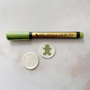 Wax Seal Highlighter Pen - Metallic Olive Green | Pearlised Green Decoration For Wax Seals | Wax Seal Decor