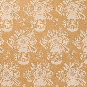 Garden Party Kraft Paper . PACK OF 5 . Decorative Paper . Patterned Paper . A4 Paper .