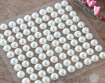 6mm Self Adhesive Pearls (Sheet of 100) | Stick on Pearls | Decorative Pearl Stickers | DIY Invitation decorations | Card Making