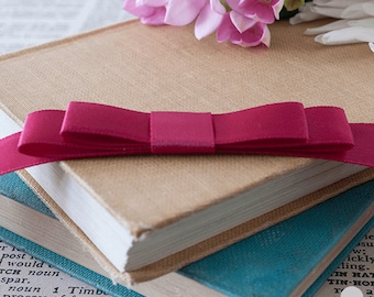 Flat Bow in Raspberry Red | Ready Made Satin Bows | Perfect for Decorating Wedding Invitations, Stationery, Gift Wrap etc.