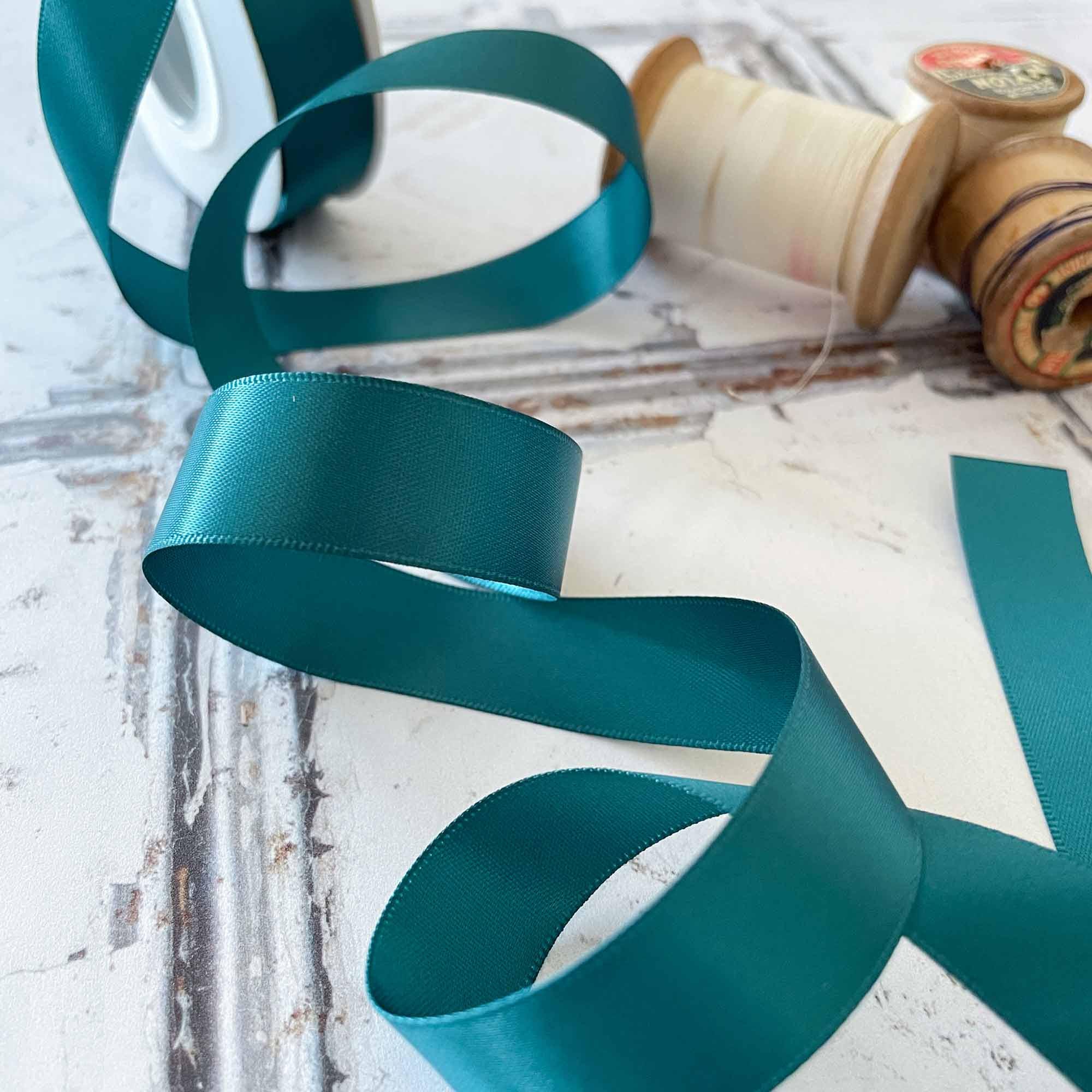 Teal Satin Ribbon | Roll of Teal Green Ribbon in Various Widths | 6mm ...