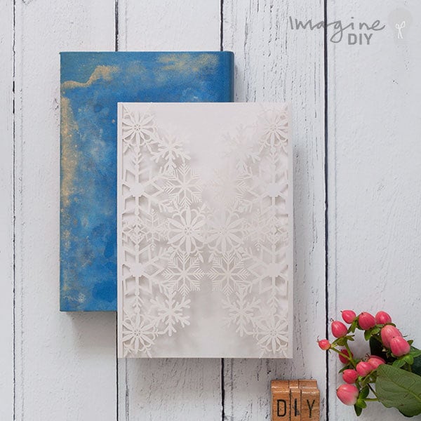 Sansa Winter Wedding Invitation in White | Blank laser cut invitation with snowflake pattern | DIY wedding stationery supplies