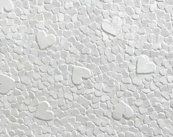 Hearts Embossed Paper Snow White - Decorative paper for DIY wedding invitations, card making and crafts.  Embossed A4 paper
