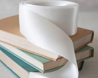 Ivory Satin Ribbon | Bridal White Satin Ribbon in Various Widths | 13mm, 16mm, 19mm, 25mm, 38mm or 100mm wide