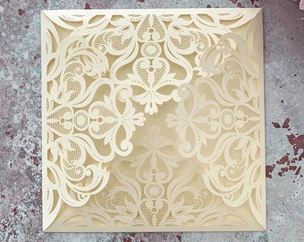 Blank Laser Cut Invitation | Jaipur in Cream | DIY Wedding Invitation Supplies | Pretty Lasercut Invitation Holder