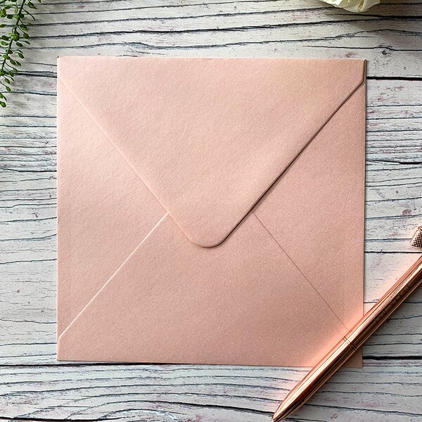 Blush Pink Envelope - 16cm | Square Envelopes in Blush Pink | Invitation Envelopes | Diamond Flap | High Quality Envelopes for Invitations