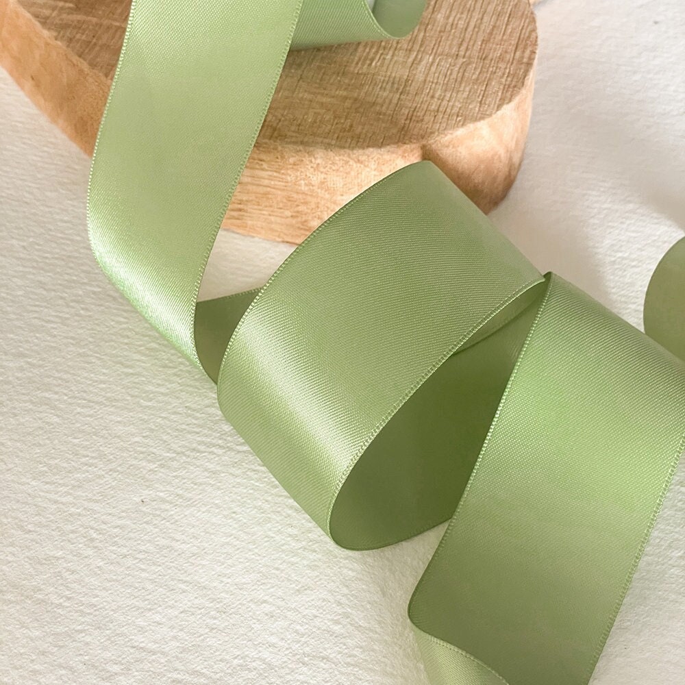 Double satin olive green ribbon (20.09.23) - Art From Italy