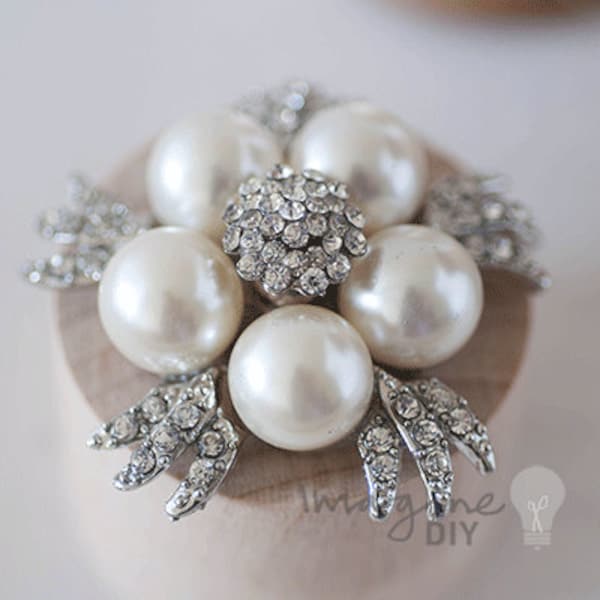 Sophia Pearl and Crystal Embellishment | Luxury embellishment for DIY wedding invitations and crafts | Large Pearl decoration