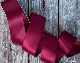 Wine Satin Ribbon | 10 Meter Roll of Burgundy Satin Ribbon in Various Widths | 6mm, 13mm, 16mm, 19mm, 25mm or 38mm wide