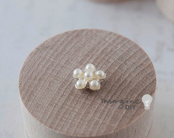 Becky | Pack of 5 | Tiny pearl flower embellishment | Small Decorative flower shaped pearl cluster | DIY wedding stationery, card making