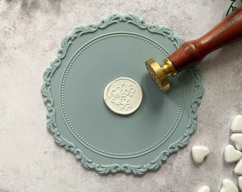 Silicone Wax Stamp Mat - Dusky Blue | Non Stick Pad For Making Wax Seals and Stamps | Pretty Wax Seal Plate