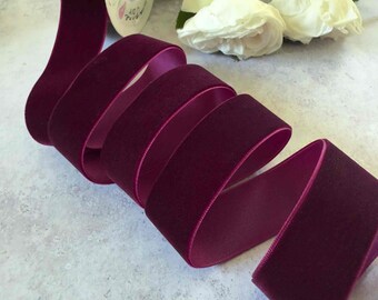 Bordeaux Velvet Ribbon - 3 Meter Roll | Deep Burgundy Velvet Ribbon in Various Widths | 3mm, 6mm, 9mm, 16mm, 25mm, 38mm