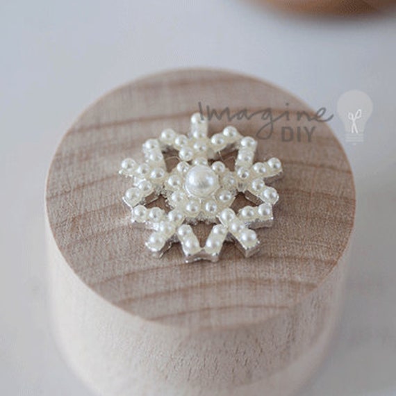 Snowflake Snow Pearl / ABS Fake Pearls (Cream White / 15mm / Around 30pcs)  Christmas Deco Scrapbooking Embellishment Winter Decoration PES75