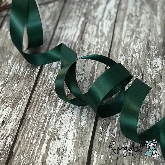 Green Ribbon, Single-faced Forest Green Satin Ribbon 7/8 Inch Wide X 10  Yards, 784 