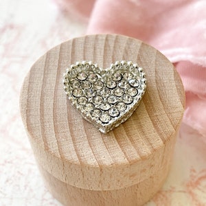 Cristal Amor | PACOTE DE 5 | Enfeite em formato de coração prateado com cristais | Decoração de coração de strass | Convites de casamento faça você mesmo