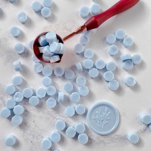 Sealing Wax Beads in Light Blue | Pale Blue Beads to Make Wax Seals | Make 10 - 15 Seals | Sky Blue | Plastic Free and Biodegradable