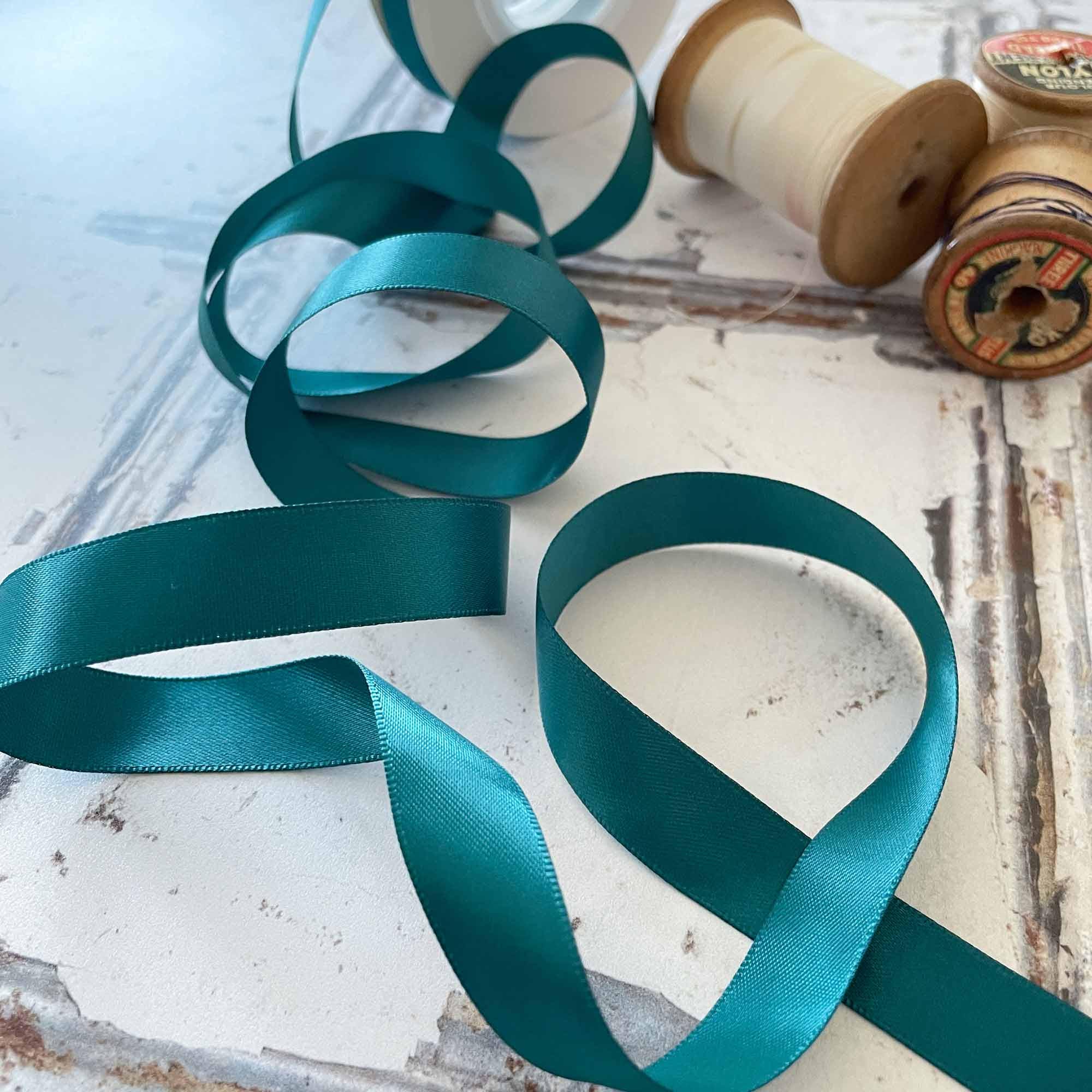 Teal Satin Ribbon | Roll of Teal Green Ribbon in Various Widths | 6mm ...