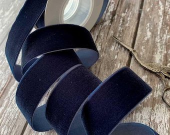 Navy Blue Velvet Ribbon - 3 Meter Roll | Luxury Navy Blue Velvet Ribbon available in various widths | 3mm, 6mm, 9mm, 16mm, 25mm or 38mm wide
