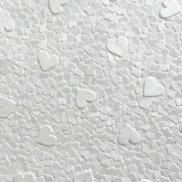 Hearts Embossed Paper Snow White - Decorative paper for DIY wedding invitations, card making and crafts.  Embossed A4 paper