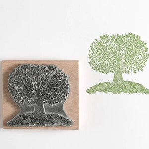 Lino Cut Tree Rubber Stamp Ink Stamp Decorative stamp 9cm X 9cm stamp Rubber Stamp Craft Stamp image 1