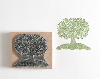 Lino Cut Tree Rubber Stamp | Ink Stamp | Decorative stamp | 9cm X 9cm stamp | Rubber Stamp | Craft Stamp