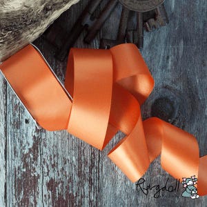 Ginger Satin Ribbon | 10 Meter Roll of Burnt Orange Satin Ribbon in Various Widths | 6mm, 13mm, 19mm, 25mm or 38mm wide