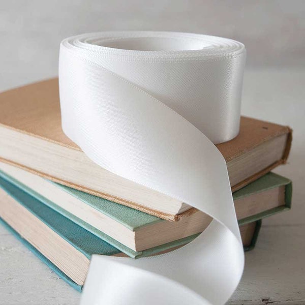 Ivory Satin Ribbon | Bridal White Satin Ribbon in Various Widths | 13mm, 16mm, 19mm, 25mm, 38mm or 100mm wide