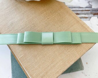 Flat Bow in Sage Green | Single or Double Loop Elegant Bow for Decorating Wedding Invitations, Stationery, Gift Wrap and More