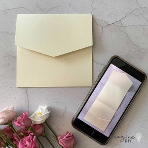 faire-part signature de couleur crème chaude | LOT DE 5 | | Faire-part de poche vierge en crème | Faire-part de mariage DIY