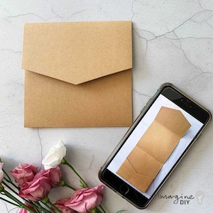 faire-part de poche signature carte Kraft | LOT DE 5 | | Faire-part de poche vierge au fini kraft | Fournitures DIY pour faire-part de mariage
