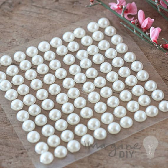 6mm Self Adhesive Pearls sheet of 100 Stick on Pearls Decorative