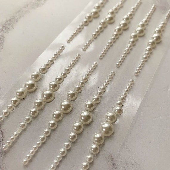 Horizon Pearl Stickers Pack of 10 Decorative Pearl Stickers Stick on Pearls  Row of Stick on Pearls Invitation Decoration 