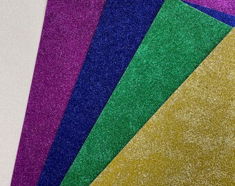 Pack of A3 Glitter Card | Set of 5 Winter Colour Glitter Card Sheets | Gold, Green, Electric Blue and White