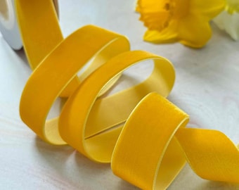 Mustard Yellow Velvet Ribbon - 3 Meter Roll | 3mm, 6mm, 9mm, 16mm, 25mm or 38mm width