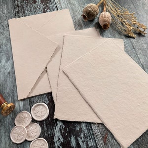 Handmade Paper in Natural. PACK OF 5 SHEETS. Recycled cotton rag paper with deckled edge. Acid Free. image 3