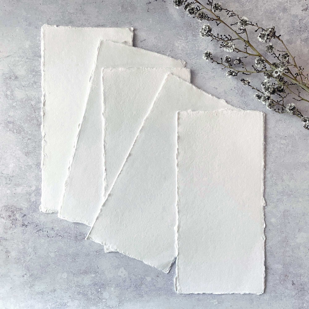 White Raglan Paper DL Handmade Cotton Rag Paper in White 150gsm | Pack of 5 | SALE ITEM - Etsy