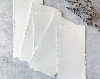 Papel de trapo de algodón hecho a mano DL en blanco 150 g/m² / Paquete de 5 / ARTÍCULO EN OFERTA