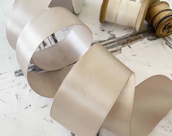 Taupe Satin Ribbon | Beige Colour Satin Ribbon in Various Widths | 13mm, 16mm, 19mm, 25mm, 38mm wide | Roll of Satin Ribbon
