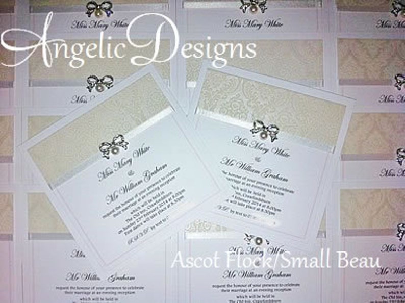 Small Beau Pretty crystal bow shaped embellishment for DIY Wedding Invitations and Crafts Small Crystal Bow with Pearl Detail