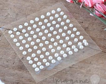 3mm Self Adhesive Pearls (Sheet of 100) | Small Pearl Stickers | Stick on Pearls | Decorative Pearl Stickers | DIY invitation decoration