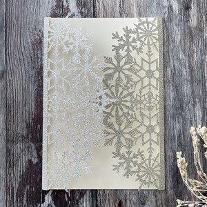 Sansa Winter Wedding Invitation in Silver Glitter |  Blank laser cut invitation with snowflake pattern | DIY wedding stationery supplies
